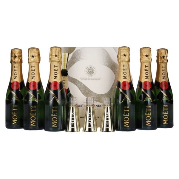 Moët & Chandon Champagne AT HOME PACK 12% Vol. 6x0,2l in gift box with bottle sippers