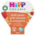 HIPP ORGANIC SHELL PASTA WITH TOMATO COURGETTE TODDLER TRAY MEAL 1-3 YEARS 230G