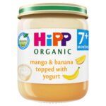 HIPP ORGANIC MANGO & BANANA TOPPED WITH YOGURT BABY FOOD JAR 7+ MONTHS 160G