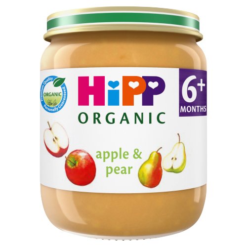 HIPP ORGANIC APPLE & PEAR BABY FOOD JAR 4+ MONTHS 125G