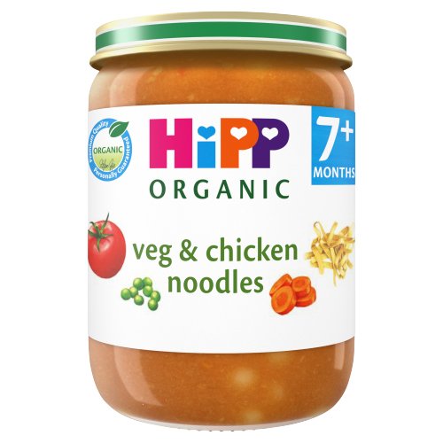 HIPP ORGANIC VEG & CHICKEN NOODLES BABY FOOD JAR 7+ MONTHS 190G