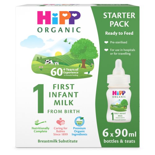 HIPP ORGANIC 1 FIRST INFANT BABY MILK READY TO FEED STARTER PACK FROM BIRTH 90ML