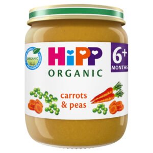 HIPP ORGANIC CARROTS & PEAS BABY FOOD JAR 4+ MONTHS 125G