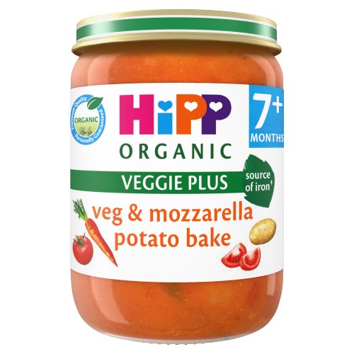 HIPP ORGANIC VEGETABLES & MOZZARELLA POTATO BAKE BABY FOOD JAR 7+ MONTHS 190G