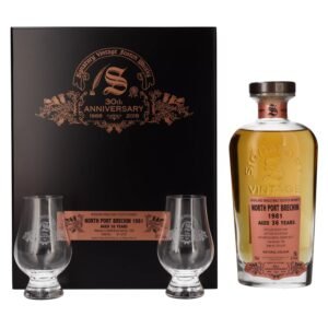 Signatory Vintage NORTH PORT BRECHIN 36 Years Old 30th ANNIVERSARY 1981 57,2% Vol. 0,7l in wooden box with 2 glasses