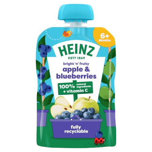 HEINZ APPLE & BLUEBERRIES FRUIT POUCH 100G