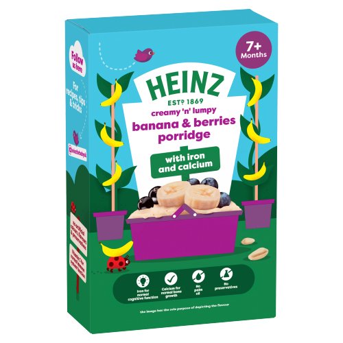 HEINZ BABY FOOD BANANA & BERRIES PORRIDGE 7+ MONTHS 200G
