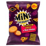 JACOB'S MINI CHEDDARS CHEDDAR & RED ONION BAKED SNACKS PMP £1.25 90G