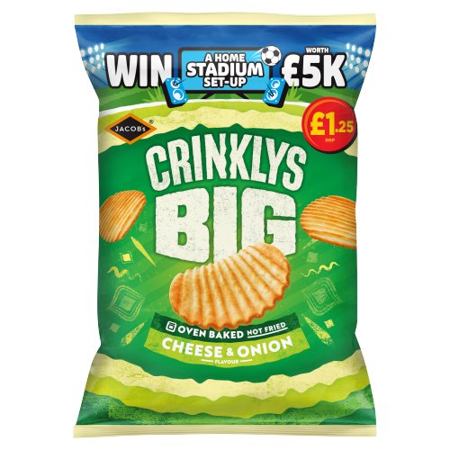 JACOBS BIG CRINKLYS CHEESE & ONION PMP £1.25 90G