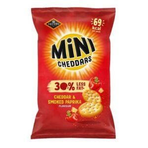 JACOB'S MINI CHEDDARS 30% LESS FAT CHEDDAR & SMOKED PAPRIKA SNACKS 115G