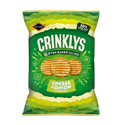 JACOB'S CRINKLYS CHEESE & ONION BAKED SNACKS SHARE BAG, 150G