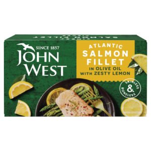JOHN WEST ATLANTIC SALMON FILLET IN OLIVE OIL WITH ZESTY LEMON 115G