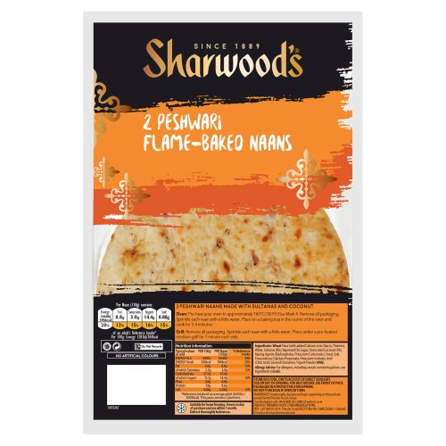 SHARWOOD'S 2 PESHWARI FLAME-BAKED NAANS 7X 260G
