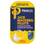 PRINCES SUNFLOWER OIL JACK MACKEREL FILLETS 125G