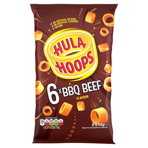 HULA HOOPS BBQ BEEF CRISPS 6PK 24G