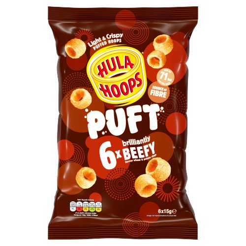 HULA HOOPS PUFT BEEF GRILLED CRISPS 6PK 15G