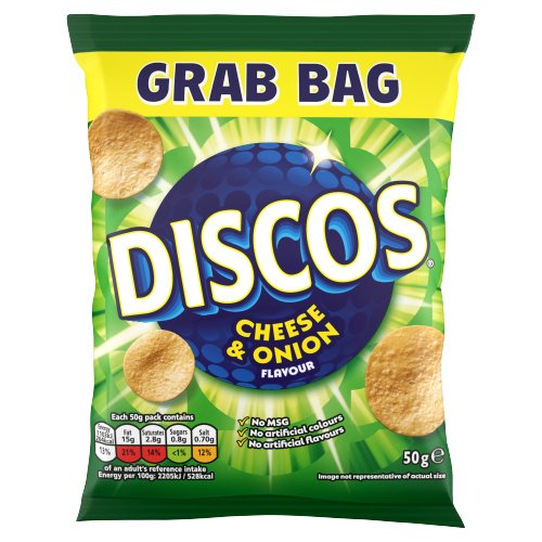 DISCOS CHEESE & ONION GRAB BAG CRISPS 28X 50G