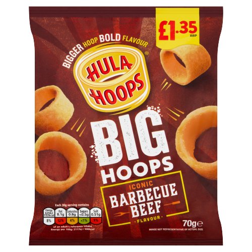 HULA HOOPS BIG HOOP BBQ BEEF PMP £1.35 70G