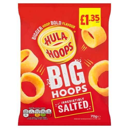 HULA HOOPS BIG HOOPS SALTED PMP £1.35 70G