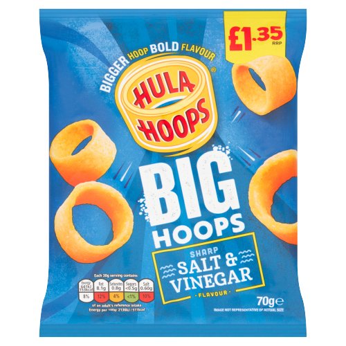 HULA HOOPS BIG HOOPS SALT & VINEGAR PMP £1.35 70G