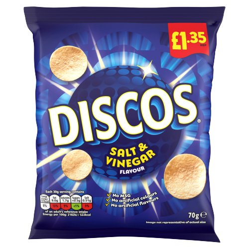 DISCOS SALT & VINEGAR CRISPS PMP £1.35 70G