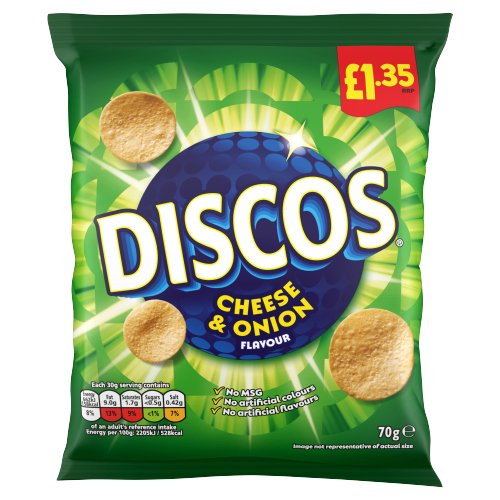 DISCOS CHEESE & ONION CRISPS PMP £1.35 70G