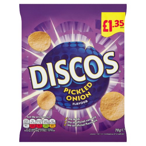 DISCOS PICKLED & ONION CRISPS PMP £1.35 70G