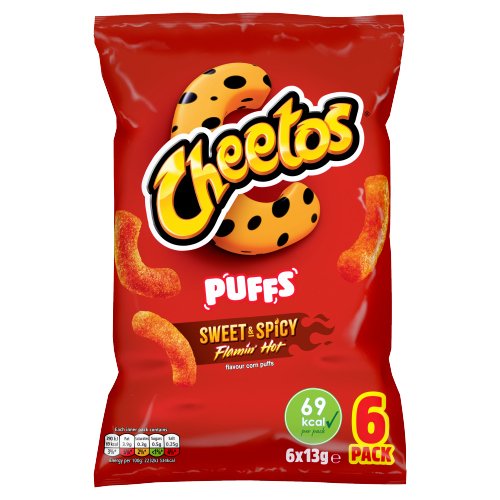 CHEETOS PUFFS SWEET & SPICY FLAMIN' HOT CRISPS 6PK 13G