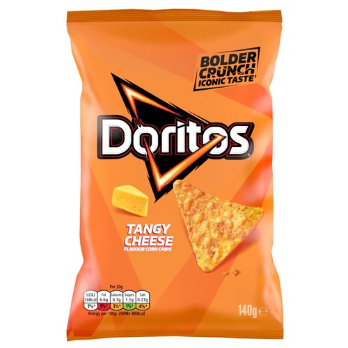 DORITOS TANGY CHEESE TORTILLA CHIPS SHARING BAG CRISPS 140G