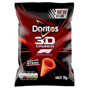 DORITOS 3D CRUNCH SIZZLING STEAK CRISPS PMP £1.35 70G