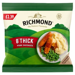 RICHMOND 8 THICK PORK SAUSAGES PMP £2.39 344G