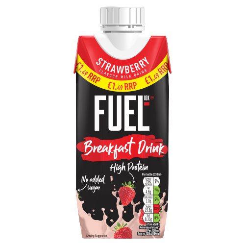 FUEL10K STRAWBERRY BREAKFAST DRINK PMP £1.49 330ML