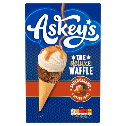 ASKEYS THE DELUXE WAFFLE SALTED CARAMEL DIPPED CONES 6G