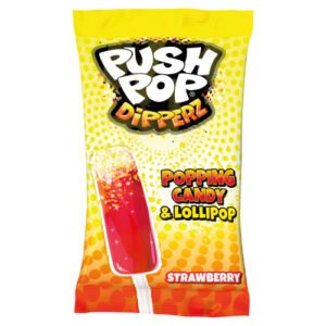 BAZOOKA PUSH POP DIPPERZ STRAWBERRY POPPING CANDY & LOLLIPOP 12G
