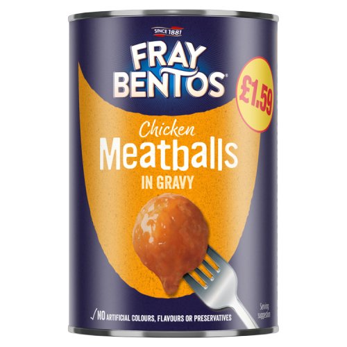 FRAY BENTOS MEATBALLS IN GRAVY PMP £1.59 380G