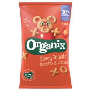 ORGANIX TOMATO NOUGHTS & CROSSES ORGANIC FINGER CORN PUFFS 10+MONTHS 4PK 15G