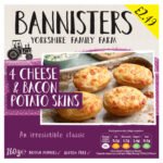 BANNISTERS FARM 4 CHEESE& ONION POTATO SKINS PMP £2.49 260G