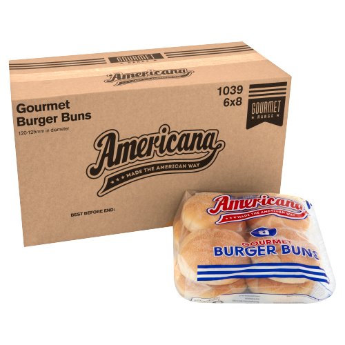 AMERICANA 48 GOURMET BURGER BUNS (6 X 8 BUNS) 89G