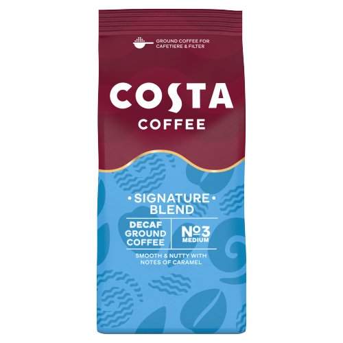 COSTA COFFEE SIGNATURE BLEND MEDIUM DECAF GROUND COFFEE 200G