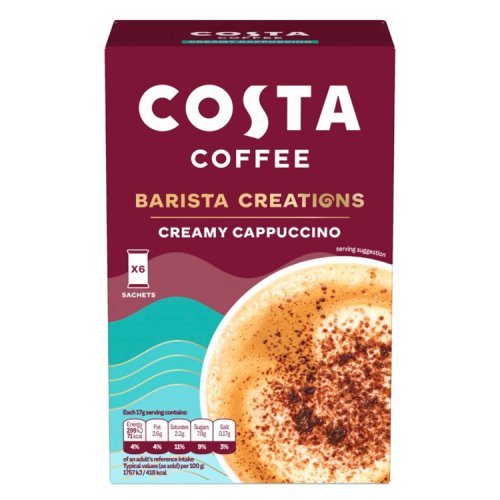 COSTA COFFEE BARISTA CREATIONS CREAMY CAPPUCCINO 6 X 17G (102G)