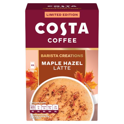 COSTA COFFEE BARISTA CREATIONS MAPLE HAZEL LATTE 5 SAC 85G