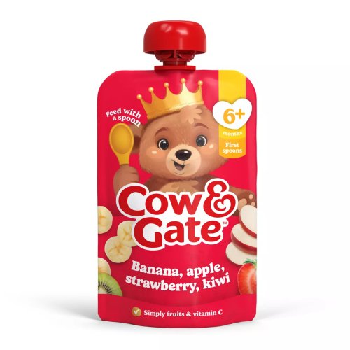 COW & GATE BANANA APPLE STRAWBERRY & KIWI POUCH 4M+ 100G