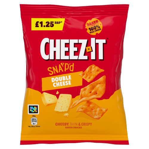 CHEEZ-IT SNAP'D DOUBLE CHEESE THIN & CRISPY BAKED SNACKS PMP £1.25 65G