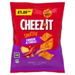CHEEZ-IT SNAP'D CHEESE & CHILLI THIN & CRISPY BAKED SNACKS PMP £1.25 65G