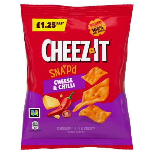 CHEEZ-IT SNAP'D CHEESE & CHILLI THIN & CRISPY BAKED SNACKS PMP £1.25 65G