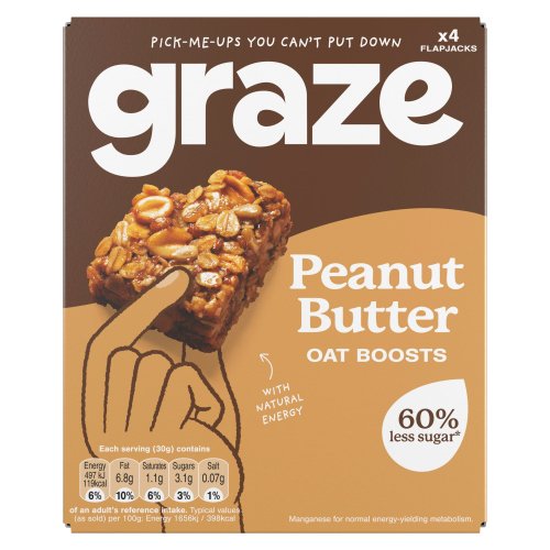 GRAZE PEANUT BUTTER OAT BOOSTS FLAPJACKS 4PK 120G