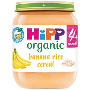 HIPP ORGANIC BANANA RICE CEREAL BABY FOOD JAR 4+ MONTHS PMP 95P 125G