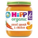 HIPP ORGANIC SWEET SQUASH CHICKEN BABY FOOD JAR 6+ MONTHS PMP 95P 125G