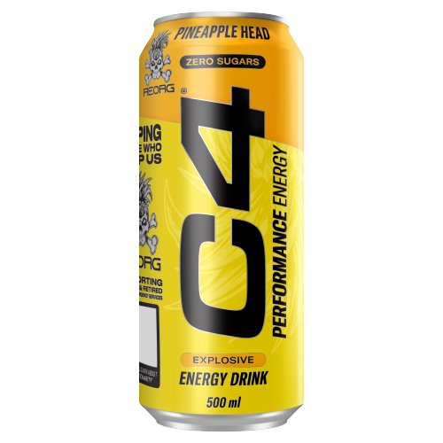 C4 ENERGY REORG PINEAPPLE HEAD EXPLOSIVE ZERO SUGAR CAN 500ML