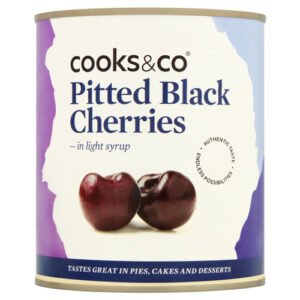COOKS & CO PITTED BLACK CHERRIES IN SYRUP 850G